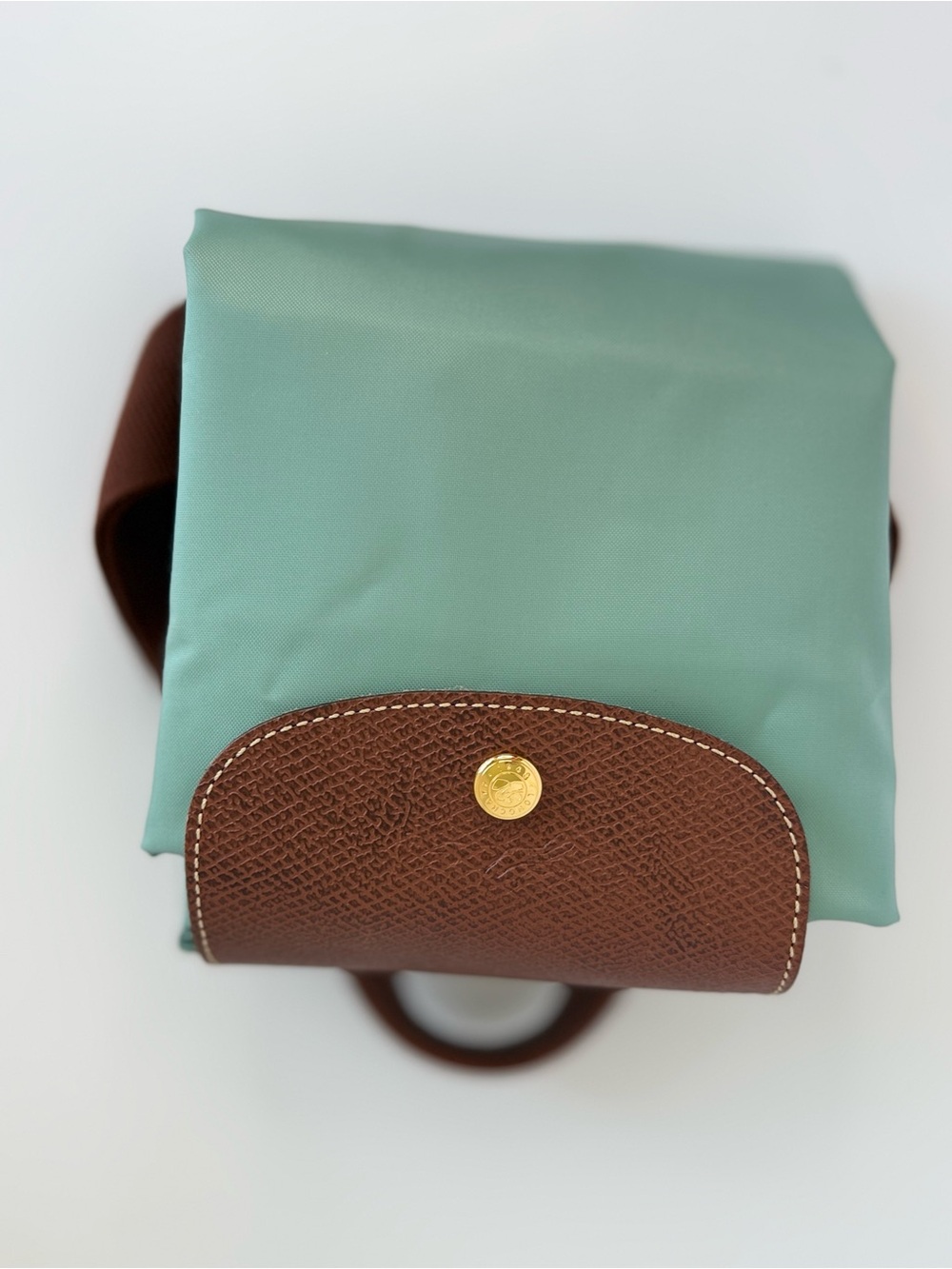 Longchamp Pliage Light Green Nylon Backpack with Brown Trim - Picture 6 of 6